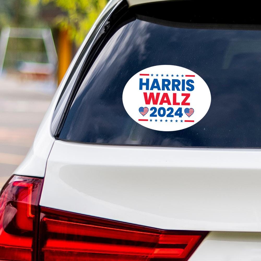 Harris Walz 2024 Sticker Vinyl Decal, Harris For President 2024 Vinyl Sticker, Election, Childless Cat Ladies Bumper Sticker - 6" x 4.5"