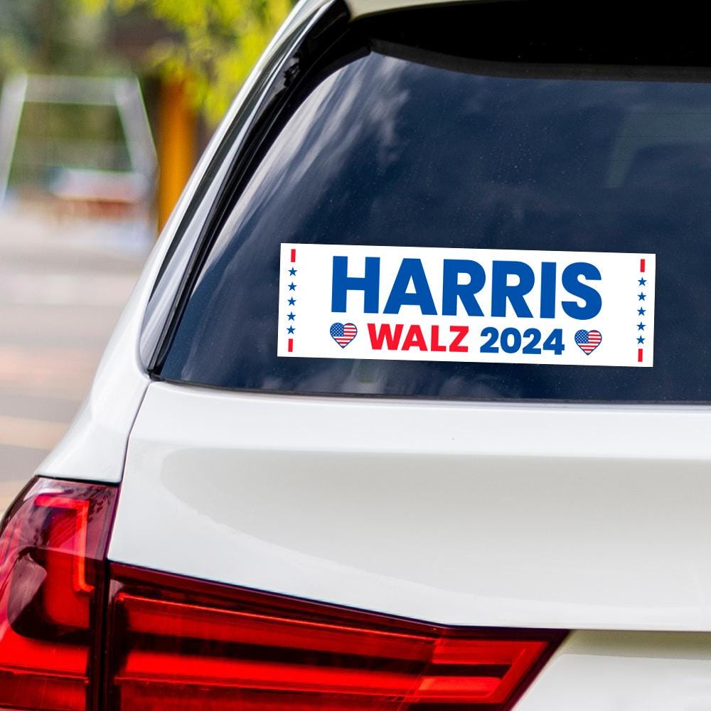 Harris Walz 2024 Sticker Vinyl Decal, Harris For President 2024 Vinyl Sticker, Election, Childless Cat Ladies Bumper Sticker - 10" x 3"