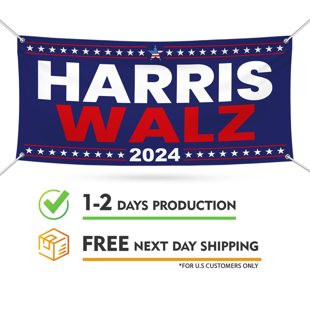 Harris Walz 2024 Banner Sign, 13 Oz Kamala Harris For President 2024, 2024 President Election Harris Vinyl Banner with Metal Grommets