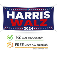 Harris Walz 2024 Banner Sign, 13 Oz Kamala Harris For President 2024, 2024 President Election Harris Vinyl Banner with Metal Grommets