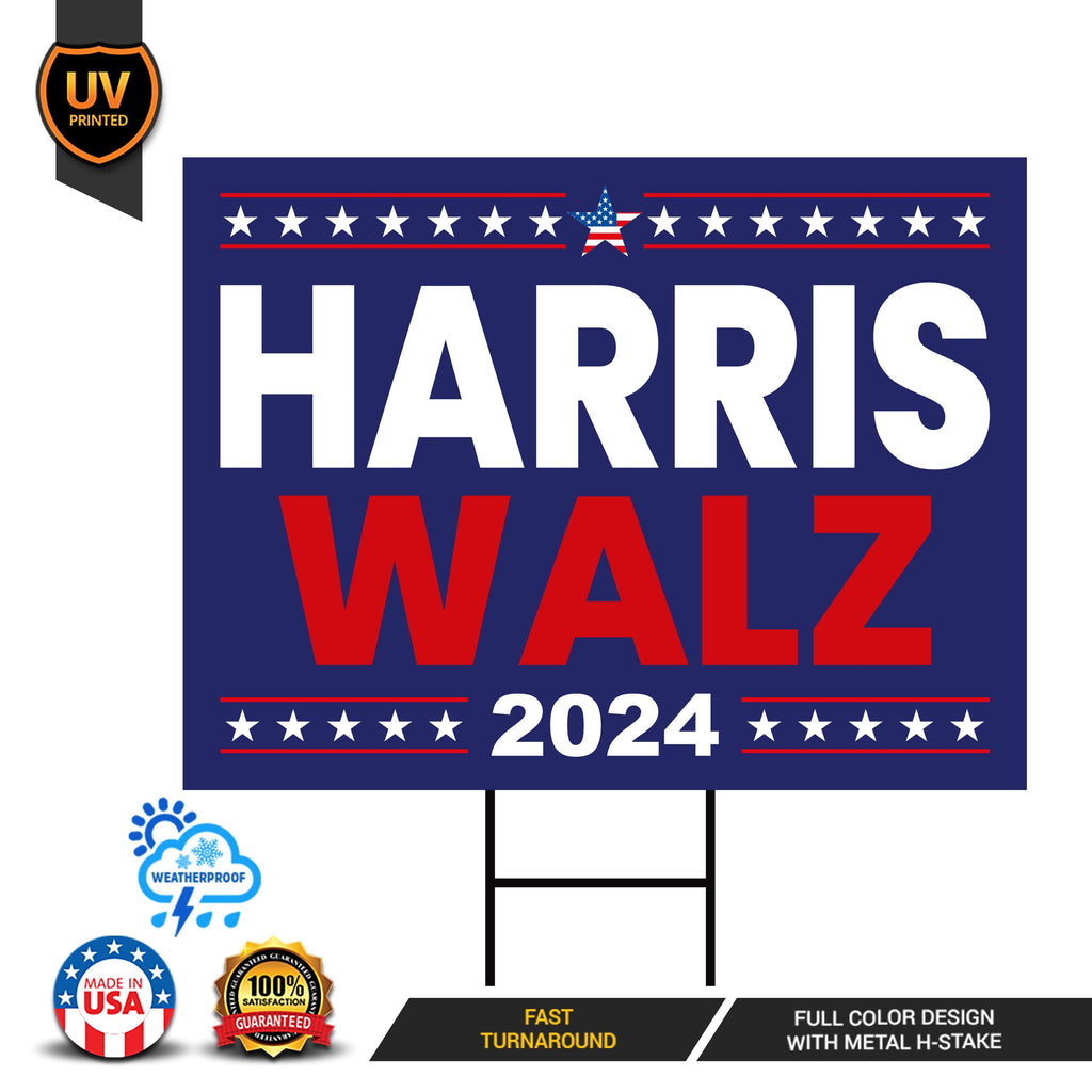 Harris Walz 2024 Yard Sign - Coroplast Kamal Harris For President 2024 Lawn Sign, 2024 President Election Harris Signs with Metal H-Stake
