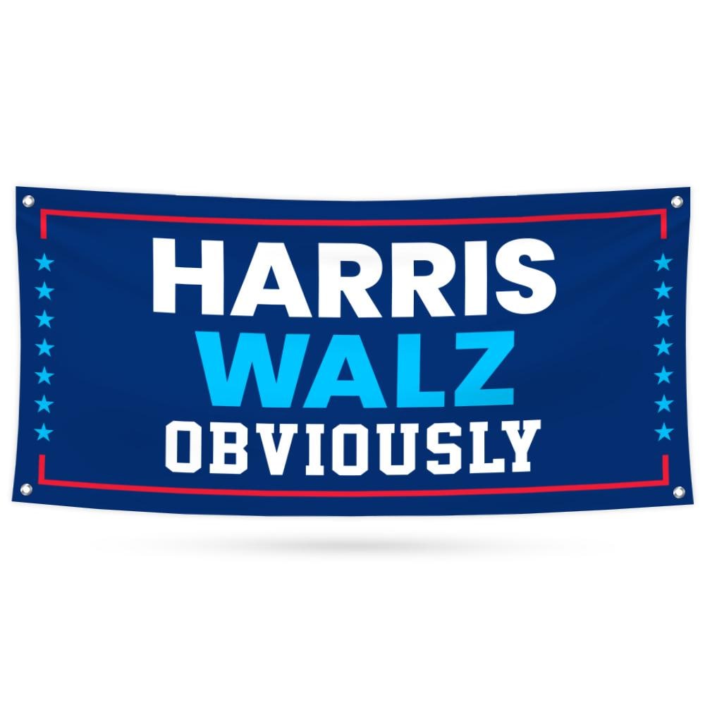 Harris Walz Obviously 2024 Banner Sign, 13 Oz Harris For President 2024, 2024 President Election Harris Vinyl Banner with Metal Grommets