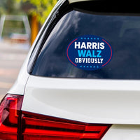 Harris Walz Obviously Sticker Vinyl Decal, Harris For President 2024 Vinyl Sticker, Childless Cat Ladies Bumper Sticker - 6" x 4.5"