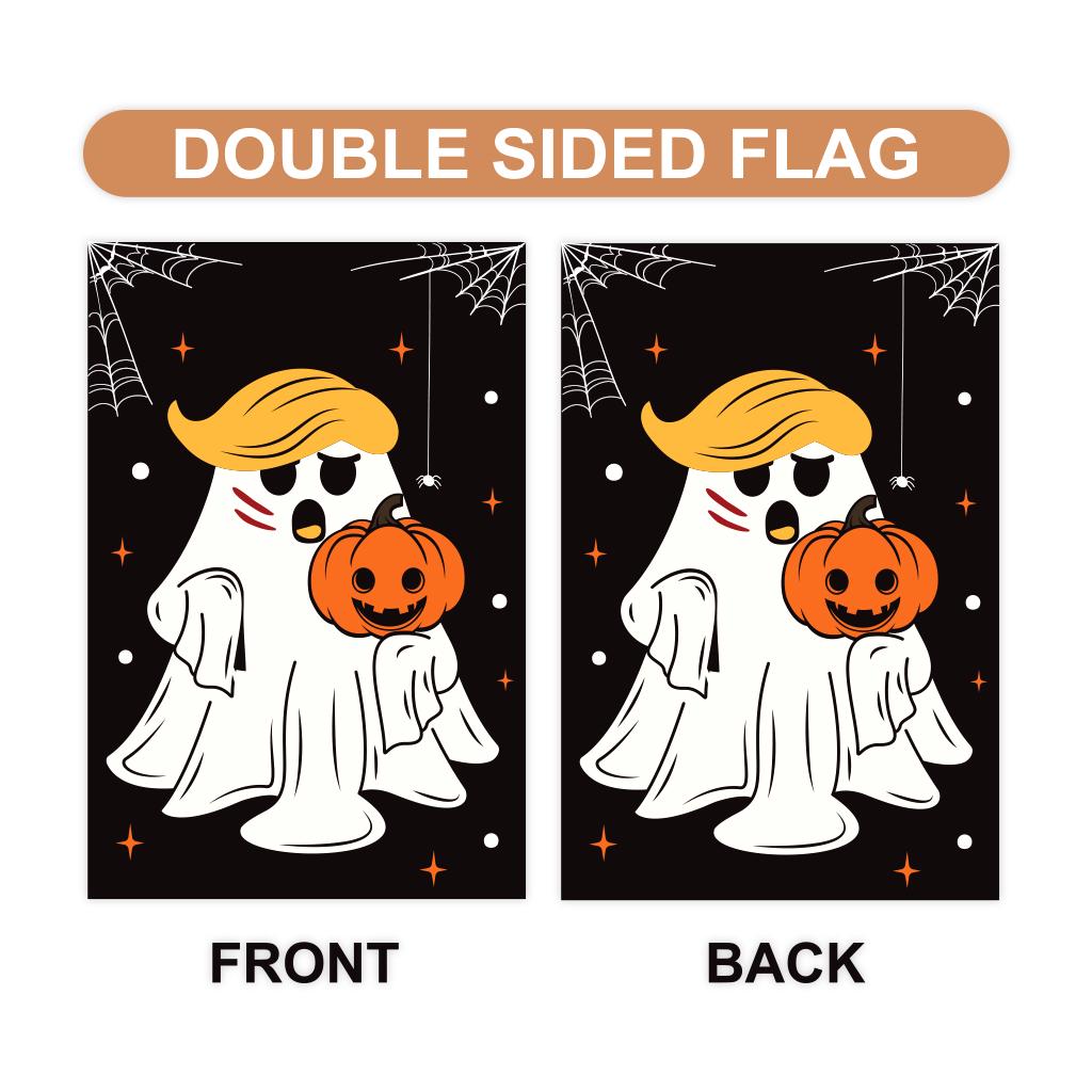 Halloween Trump Ghost Garden Flag - 12x18 Inch Double Sided, Trumpkin Flag, Halloween Republican Gift, Trump Vance 2024 Flag