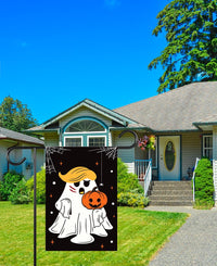 Halloween Trump Ghost Garden Flag - 12x18 Inch Double Sided, Trumpkin Flag, Halloween Republican Gift, Trump Vance 2024 Flag