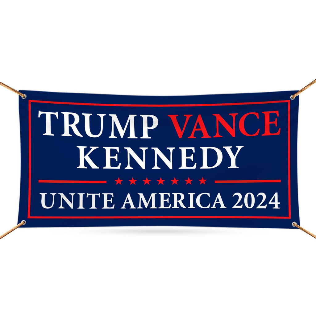 Trump Vance Kennedy 2024 Banner Sign, 13 Oz Heavy Duty Waterproof Trump For President 2024, Unite America Vinyl Banner with Metal Grommets