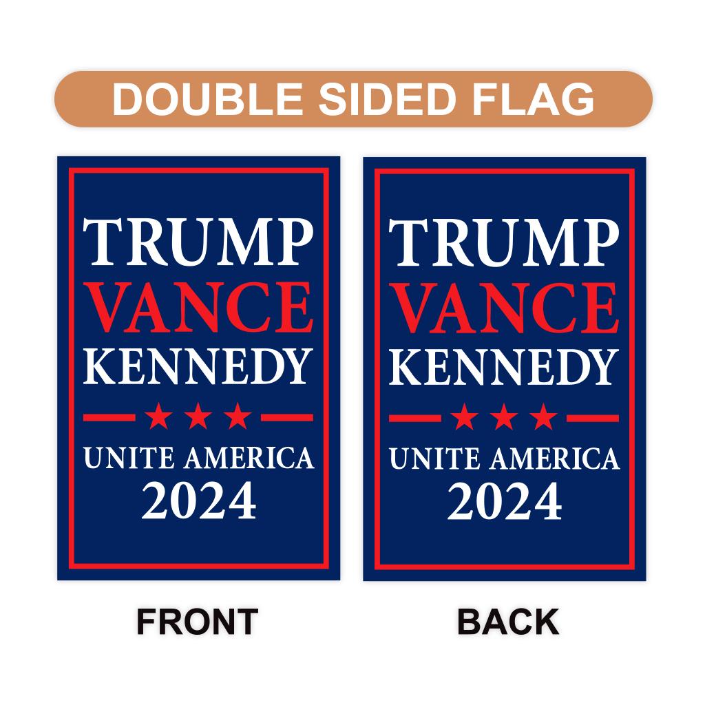 Trump Vance Kennedy 2024 Garden Flag - 12x18 Inch Double Sided, Trump Vance 2024 Flag, Unite America 2024 Flag, Trump 2024 Flag