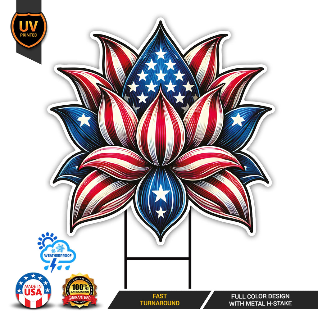 Lotus Kamala Walz 2024 Yard Sign - Coroplast Lotus Harris For President 2024 Lawn Sign, Kamala Lotus, Election 2024 Signs with Metal H-Stake
