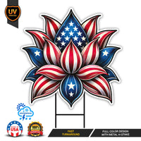 Lotus Kamala Walz 2024 Yard Sign - Coroplast Lotus Harris For President 2024 Lawn Sign, Kamala Lotus, Election 2024 Signs with Metal H-Stake