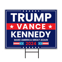 Trump Vance Kennedy 2024 Yard Sign - Coroplast Unite America 2024, Trump For President 2024, Trump Kennedy Yard Sign with Metal H-Stake