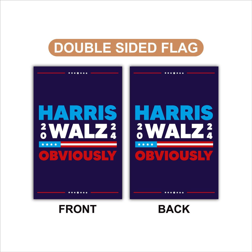 Kamala Harris Walz Obviously Garden Flag - 12x18 Inch Double Sided, Childless Cat Lady Flag, Harris For President 2024, Madam President Flag