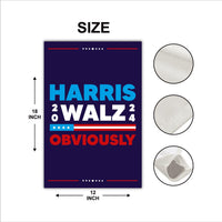 Kamala Harris Walz Obviously Garden Flag - 12x18 Inch Double Sided, Childless Cat Lady Flag, Harris For President 2024, Madam President Flag