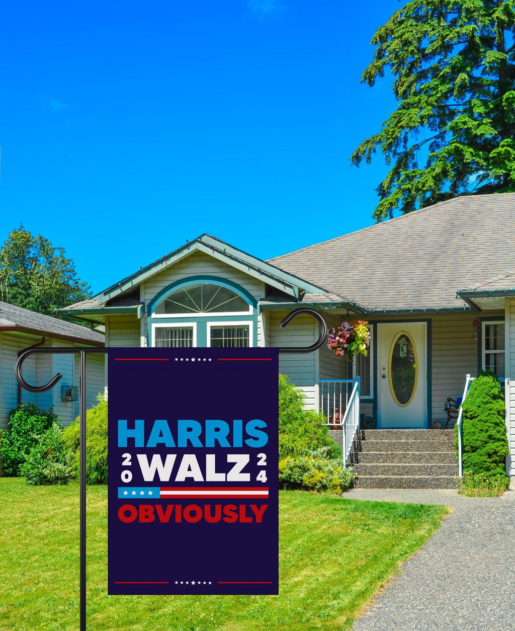 Kamala Harris Walz Obviously Garden Flag - 12x18 Inch Double Sided, Childless Cat Lady Flag, Harris For President 2024, Madam President Flag