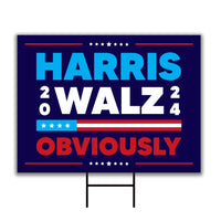 Harris Walz 2024 Obviously Yard Sign - Coroplast Harris For President 2024 Lawn Sign, President Election Obviously Signs with Metal H-Stake