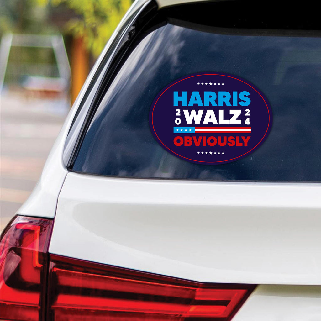 Harris Walz Obviously Sticker Vinyl Decal, Harris For President 2024 Vinyl Sticker, Childless Cat Ladies Bumper Sticker - 6" x 4.5"