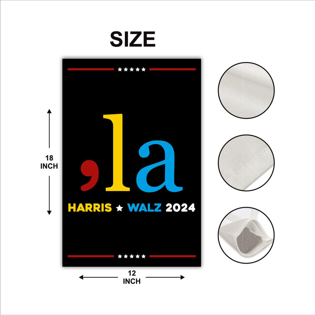Comma La, Kamala Harris 2024 Garden Flag - 12x18 Inch Double Sided, Childless Cat Ladies, Harris For President Flag, Madam President Flag