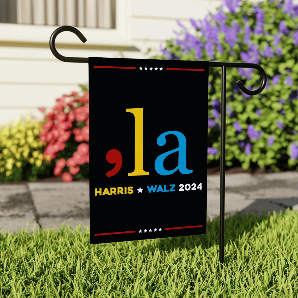 Comma La, Kamala Harris 2024 Garden Flag - 12x18 Inch Double Sided, Childless Cat Ladies, Harris For President Flag, Madam President Flag