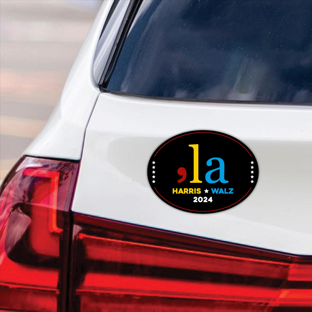 Comma La Kamala Harris 2024 Car Magnet, Harris For President 2024 Vehicle Magnet, Election Harris Walz, Madam President Magnet, 6" x 4.5"
