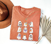 Ghost Reading Books Shirt, Halloween Book Lover Shirt, Spooky Season Tee, Teacher Librarian Halloween Gift, Bookish Halloween School Shirt