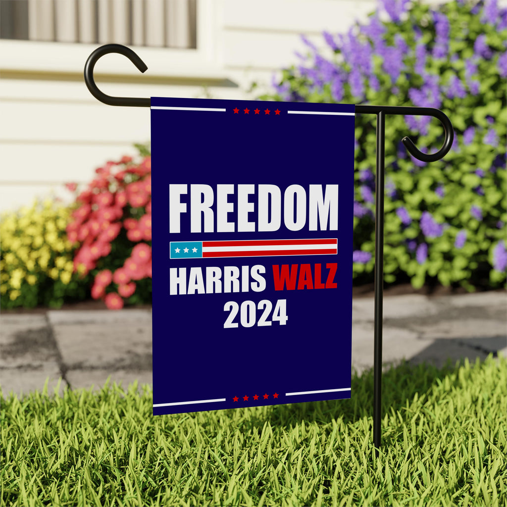 Harris Walz Freedom 2024 Garden Flag - 12x18 Inch Double Sided, Childless Cat Lady Flag, Kamala Harris For President, Madam President Flag