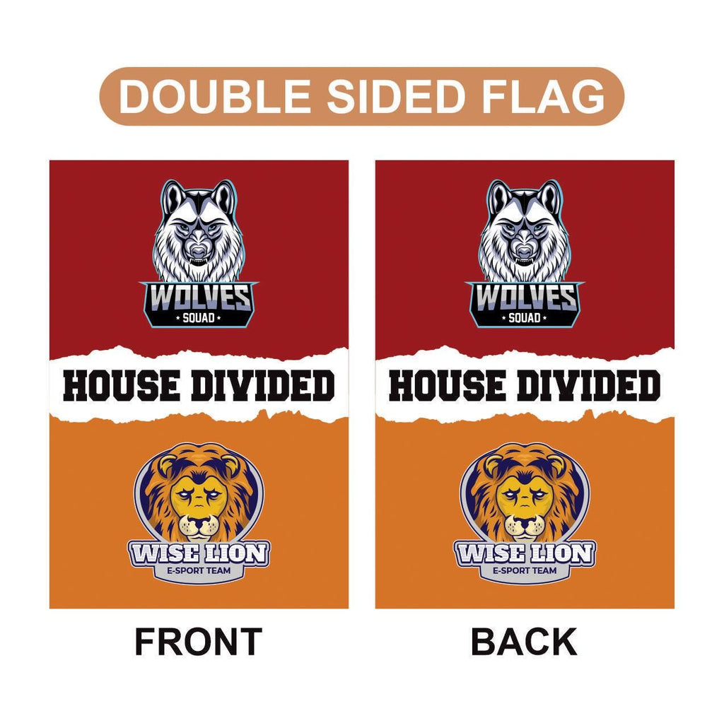 Custom House Divided Garden Flag - 12x18 Inch Double Sided, Hockey, Basketball, Baseball, Football, Any League, College, Team Rivalry Flag
