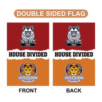Custom House Divided Garden Flag - 12x18 Inch Double Sided, Hockey, Basketball, Baseball, Football, Any League, College, Team Rivalry Flag