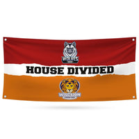 Custom House Divided Banner Sign, 13 Oz Hockey, Basketball, Baseball, Football, Any League, College, Team Rivalry Banner with Metal Grommets