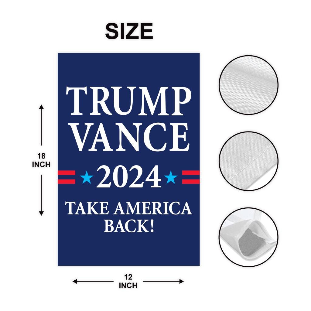 Trump Vance 2024 Garden Flag - 12x18 Inch Double Sided, Trump Vance Kennedy 2024 Flag, Unite America 2024 Flag, Trump 2024 Flag