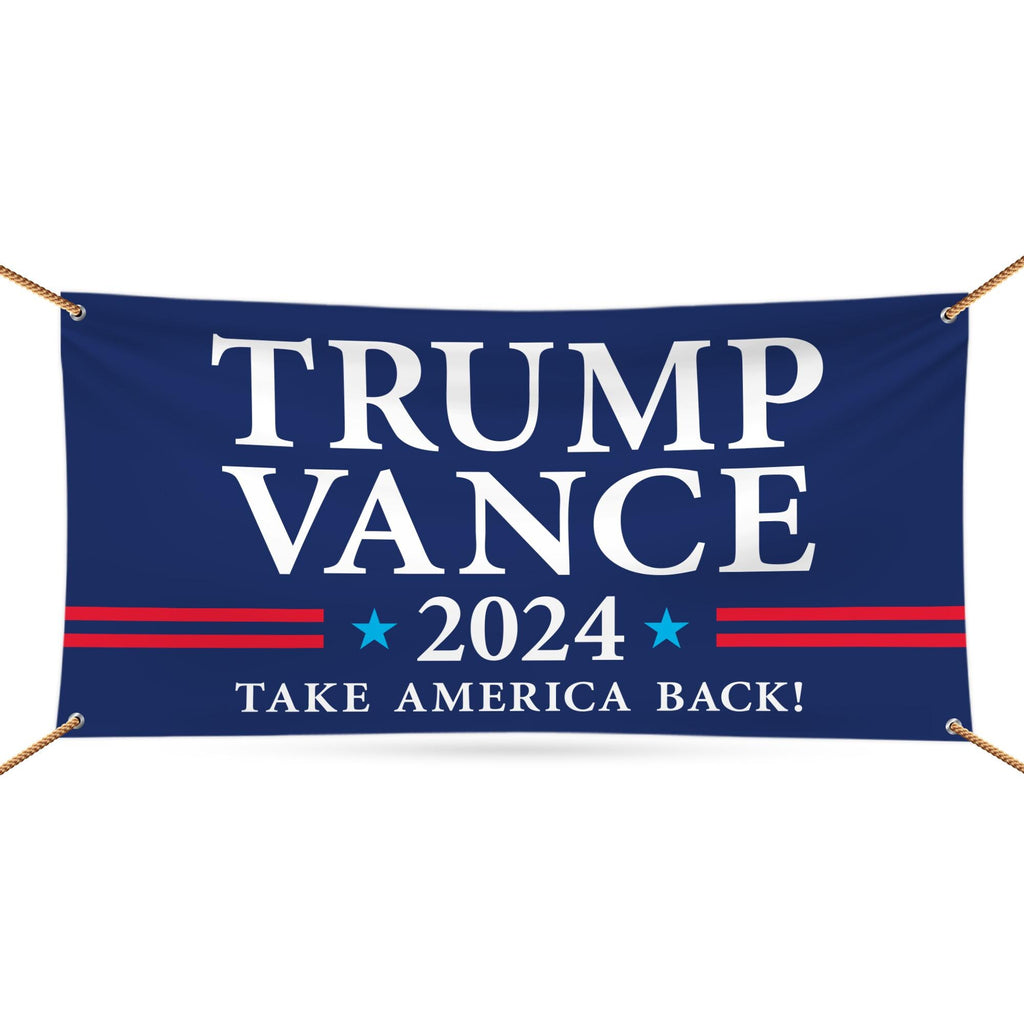 Trump Vance 2024 Banner Sign, 13 Oz Heavy Duty Waterproof Trump For President 2024, Take American Back Vinyl Banner with Metal Grommets