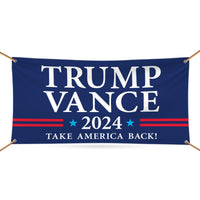 Trump Vance 2024 Banner Sign, 13 Oz Heavy Duty Waterproof Trump For President 2024, Take American Back Vinyl Banner with Metal Grommets