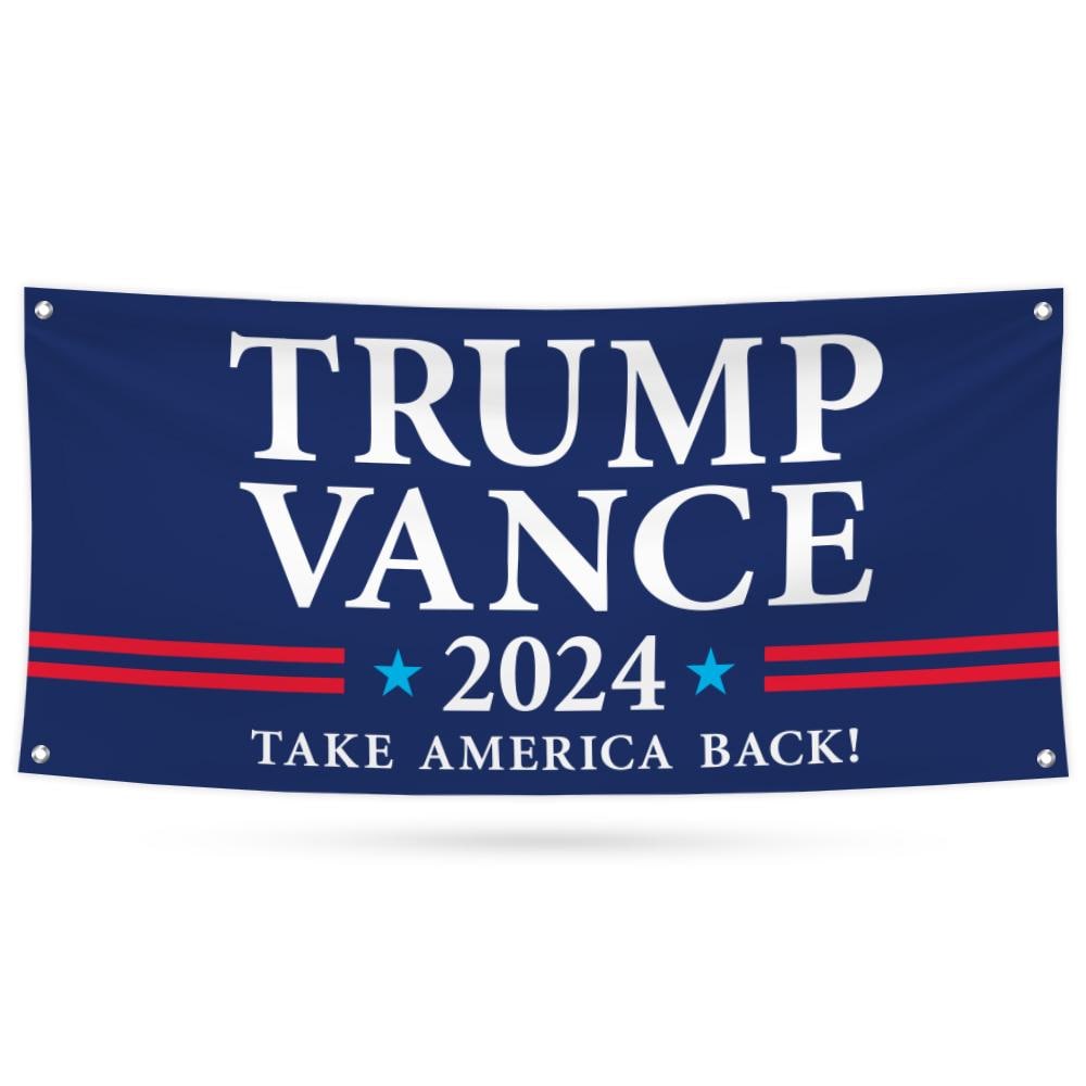 Trump Vance 2024 Banner Sign, 13 Oz Heavy Duty Waterproof Trump For President 2024, Take American Back Vinyl Banner with Metal Grommets