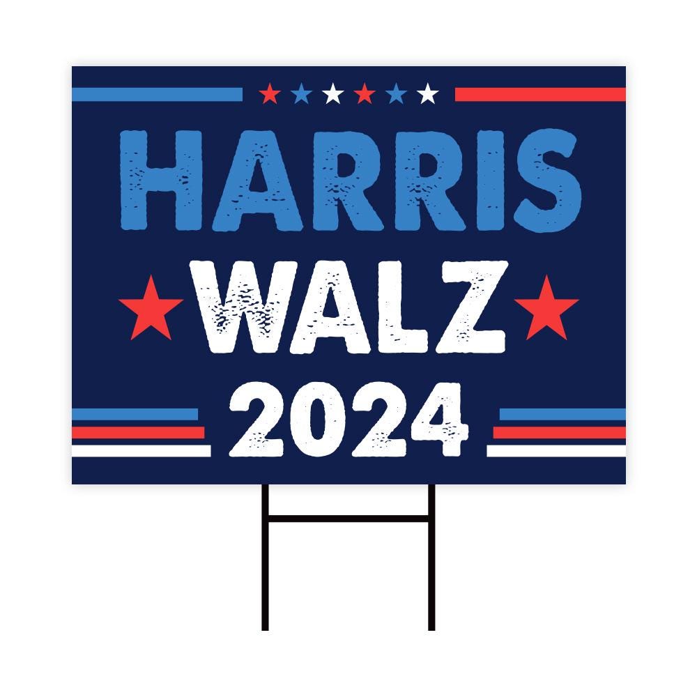 Harris Walz 2024 Obviously Yard Sign - Coroplast Harris For President 2024 Lawn Sign, Truth Hope Decency Election Signs with Metal H-Stake