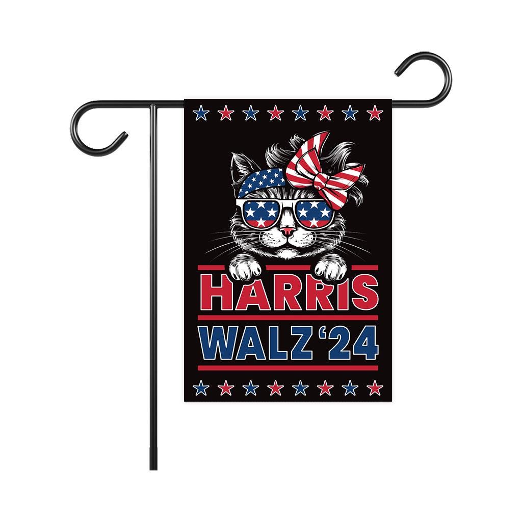 Harris Walz 2024 Obviously Garden Flag - 12x18 Inch Double Sided, Childless Cat Lady, Kamala Harris For President 2024, Madam President Flag