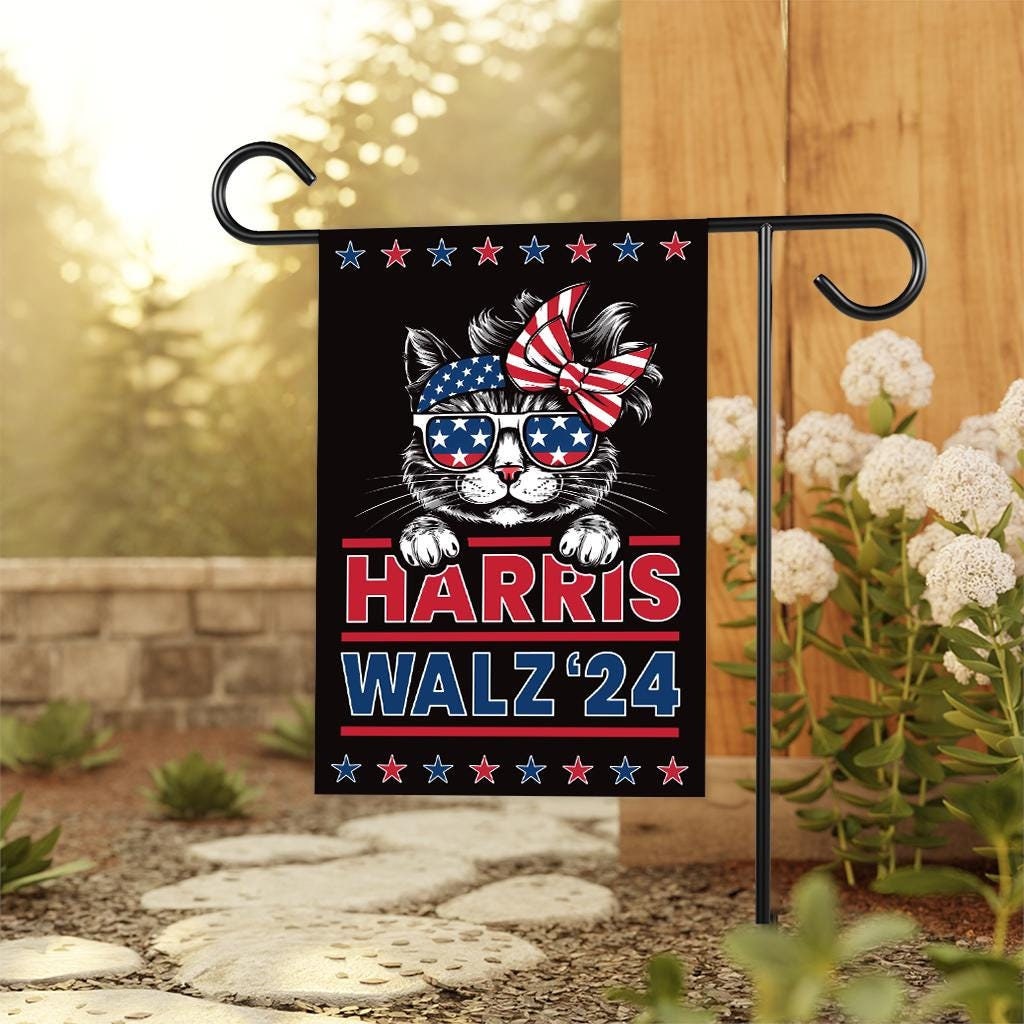 Harris Walz 2024 Obviously Garden Flag - 12x18 Inch Double Sided, Childless Cat Lady, Kamala Harris For President 2024, Madam President Flag