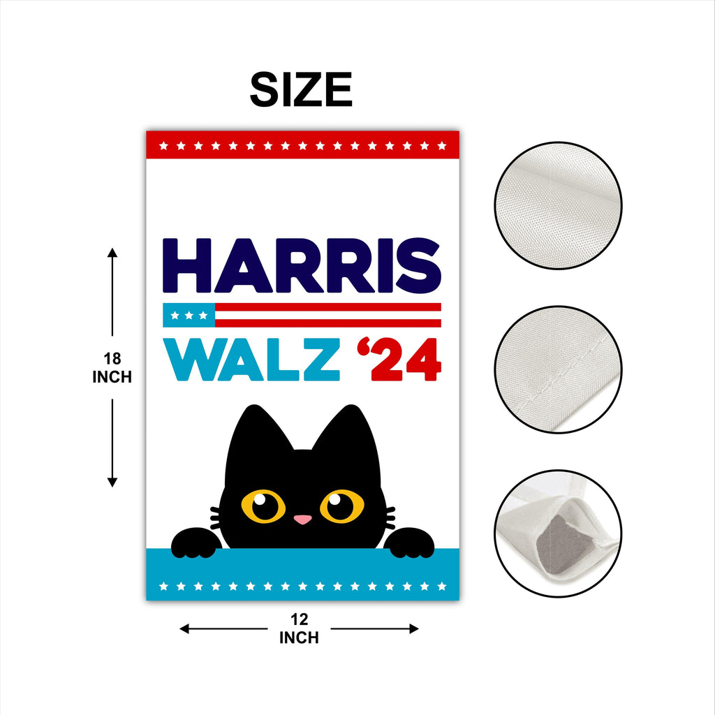 Harris Walz 2024 Obviously Garden Flag - 12x18 Inch Double Sided, Childless Cat Lady, Kamala Harris For President 2024, Madam President Flag