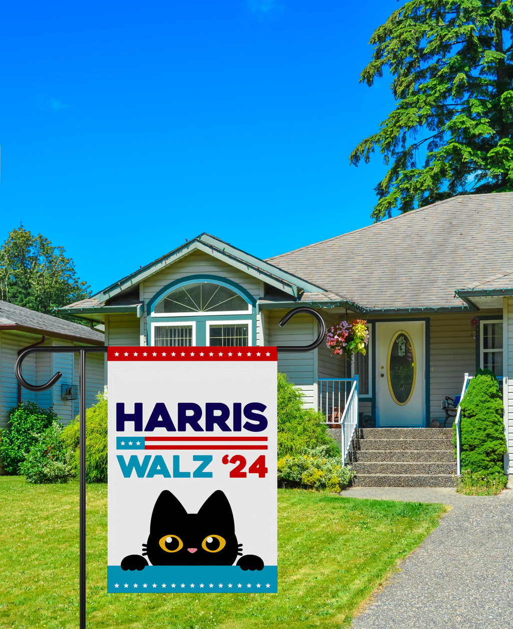 Harris Walz 2024 Obviously Garden Flag - 12x18 Inch Double Sided, Childless Cat Lady, Kamala Harris For President 2024, Madam President Flag