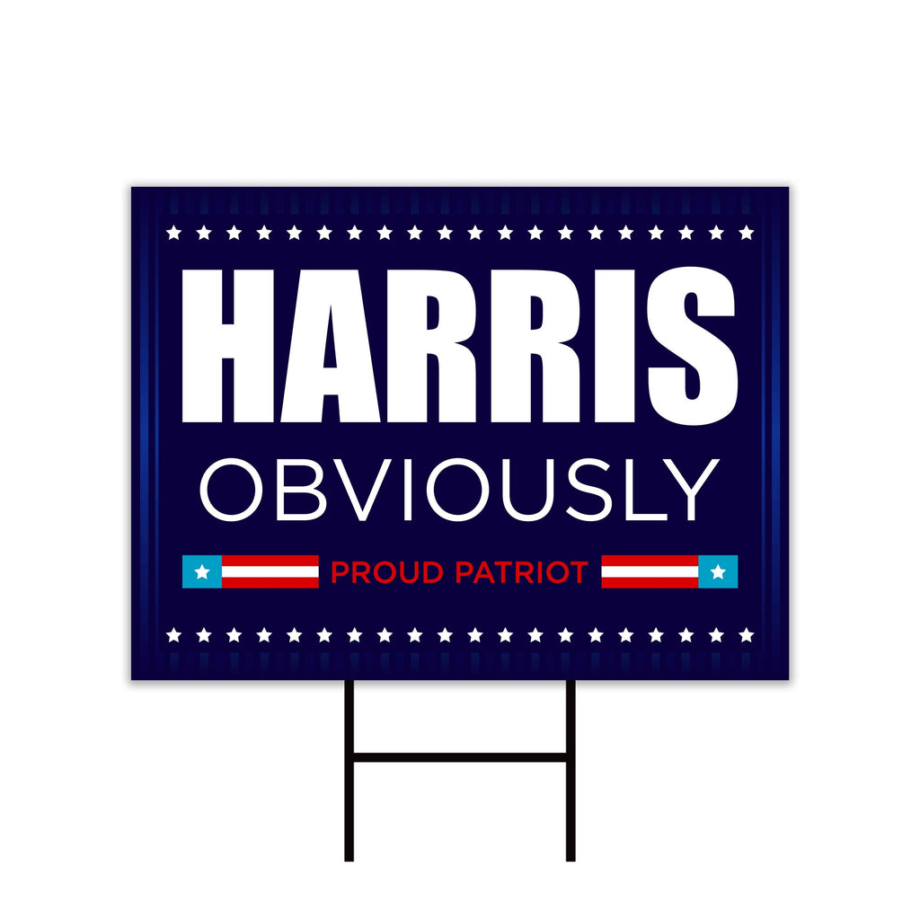 Harris Walz 2024 Obviously Yard Sign - Coroplast Harris For President 2024 Lawn Sign, President Election Obviously Signs with Metal H-Stake