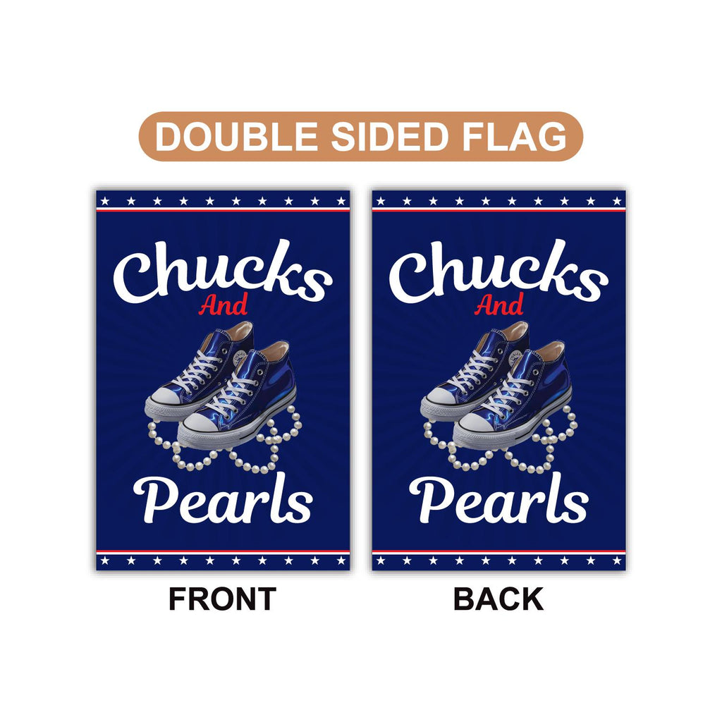 Kamala 2024 Chucks and Pearls Garden Flag - 12x18 Inch Double Sided, Harris Walz 2024 Flag, Harris For President Flag, Madam President Flag