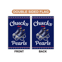 Kamala 2024 Chucks and Pearls Garden Flag - 12x18 Inch Double Sided, Harris Walz 2024 Flag, Harris For President Flag, Madam President Flag