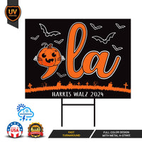 Comma La, Halloween Yard Sign - Coroplast Harris For President 2024 Lawn Sign, Election 2024, Harris Walz Yard Signs with Metal H-Stake