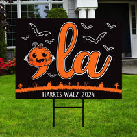 Comma La, Halloween Yard Sign - Coroplast Harris For President 2024 Lawn Sign, Election 2024, Harris Walz Yard Signs with Metal H-Stake
