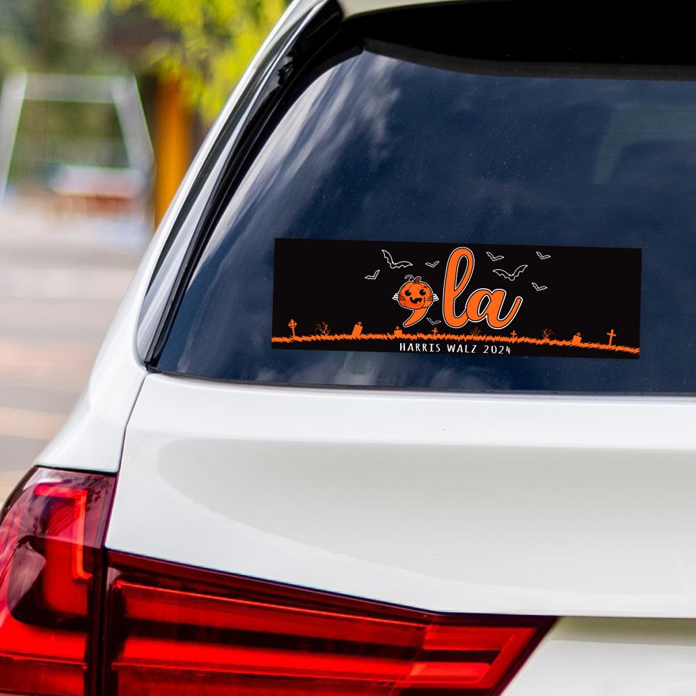 Comma La Halloween Sticker Vinyl Decal, Harris For President 2024 Vinyl Sticker, Kamala Harris 2024, Harris Walz Bumper Sticker - 10" x 3"