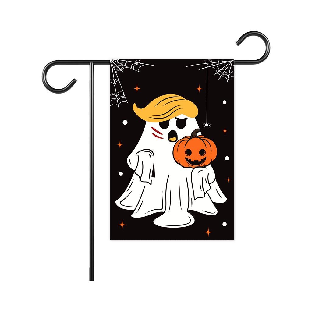 Halloween Trump Ghost Garden Flag - 12x18 Inch Double Sided, Trumpkin Flag, Halloween Republican Gift, Trump Vance 2024 Flag