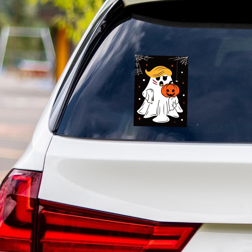 Halloween Trump Ghost Vinyl Decal, Trump Vance 2024 Vinyl Sticker, Trump For President 2024, Halloween Republican Bumper Sticker - 6" x 4.5"