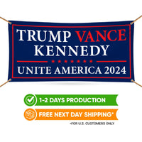 Trump Vance Kennedy 2024 Banner Sign, 13 Oz Heavy Duty Waterproof Trump For President 2024, Unite America Vinyl Banner with Metal Grommets