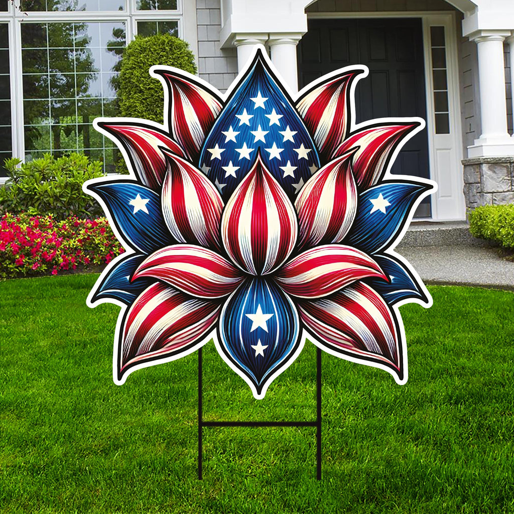 Lotus Kamala Walz 2024 Yard Sign - Coroplast Lotus Harris For President 2024 Lawn Sign, Kamala Lotus, Election 2024 Signs with Metal H-Stake