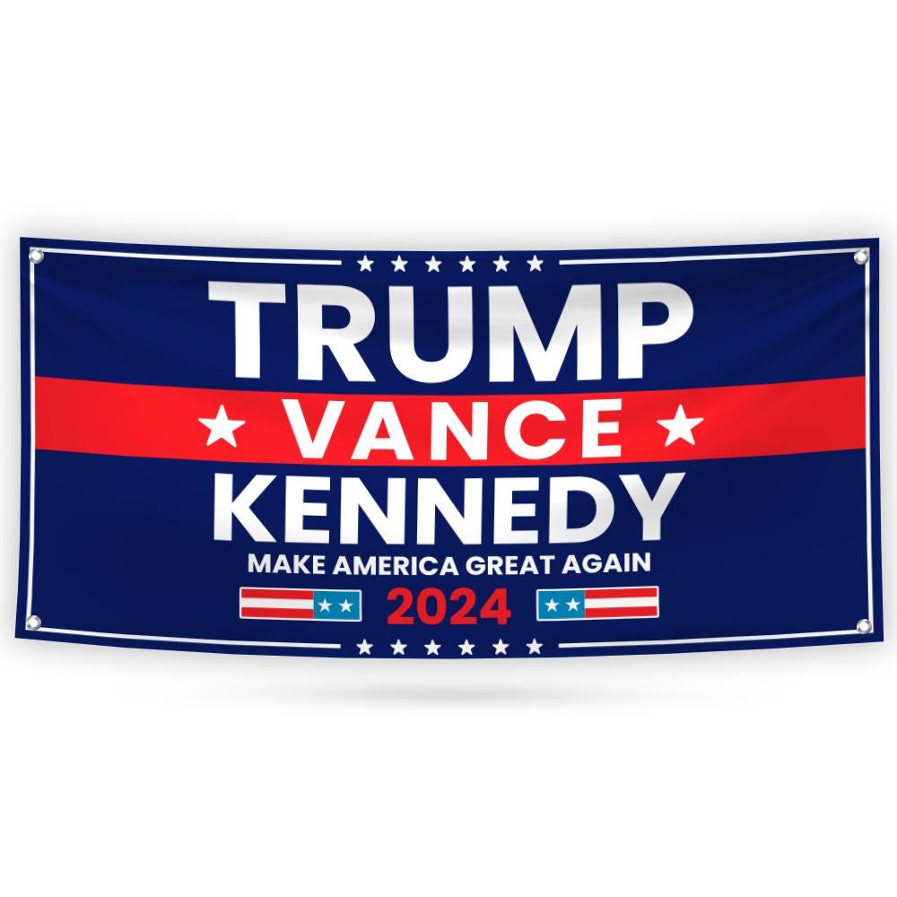 Trump Vance Kennedy 2024 Banner Sign, 13 Oz Heavy Duty Waterproof Trump For President 2024, Unite America Vinyl Banner with Metal Grommets