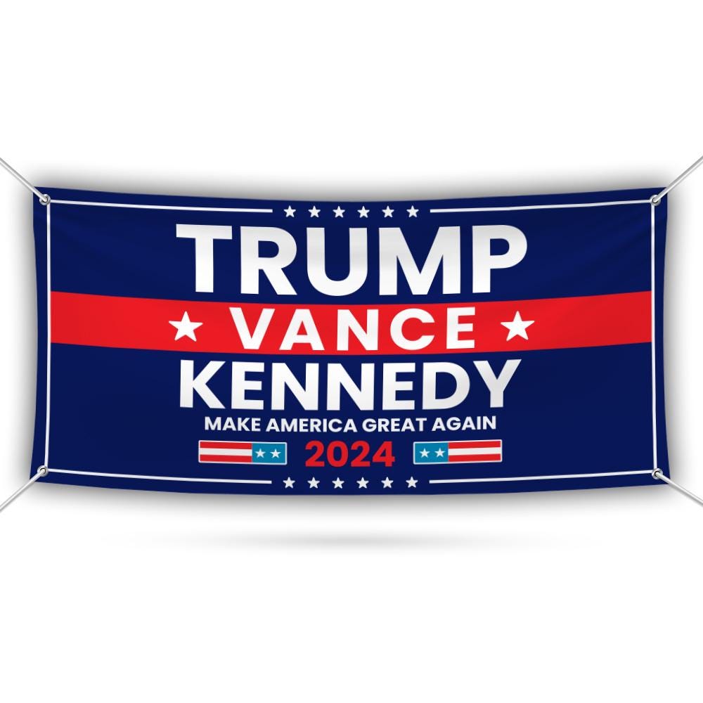 Trump Vance Kennedy 2024 Banner Sign, 13 Oz Heavy Duty Waterproof Trump For President 2024, Unite America Vinyl Banner with Metal Grommets