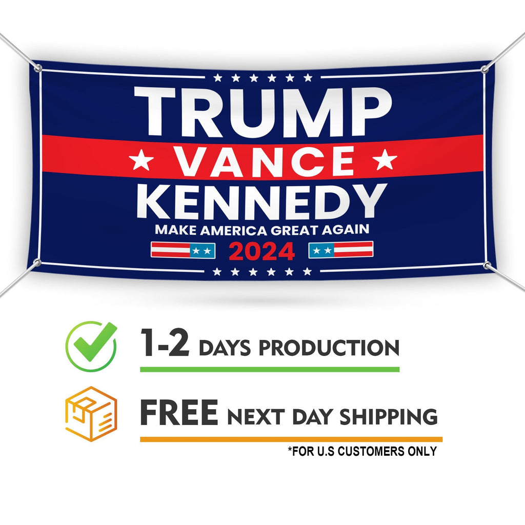Trump Vance Kennedy 2024 Banner Sign, 13 Oz Heavy Duty Waterproof Trump For President 2024, Unite America Vinyl Banner with Metal Grommets