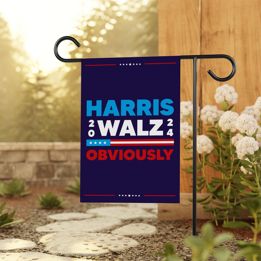 Kamala Harris Walz Obviously Garden Flag - 12x18 Inch Double Sided, Childless Cat Lady Flag, Harris For President 2024, Madam President Flag
